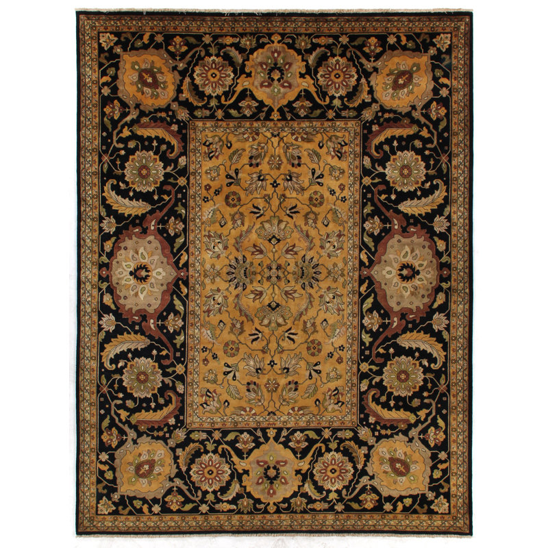 Exquisite Rugs Tabriz Oriental HandKnotted Wool Black/Brown/Gold Area